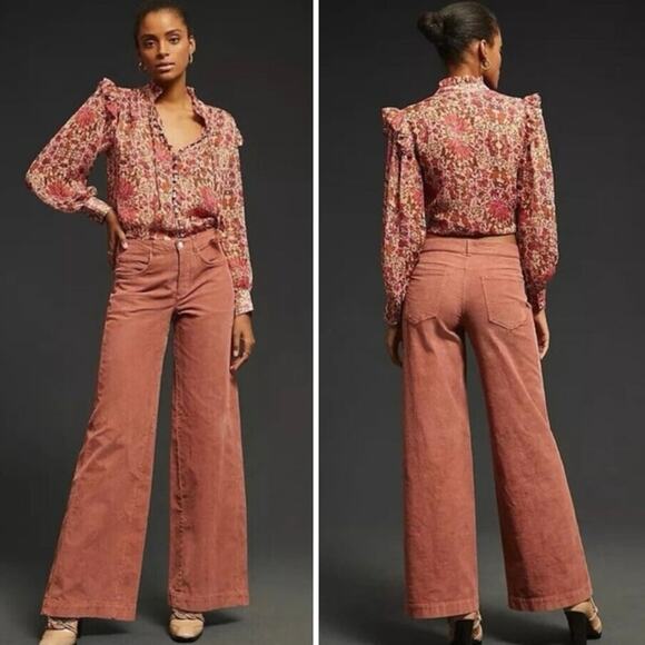 Anthropologie Gwen Wide Leg Corduroy Pants - Picture 1 of 7